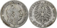 Deutsch Staaten 2 Mark PRUSSIA, Wilhelm I, Cleves, Silber, S+, KM:506 -