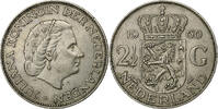 Niederlande 2-1/2 Gulden Juliana, Silber, SS, KM:185 -