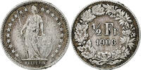 Schweiz 1/2 Franc Bern, Silber, S+, KM:23 -