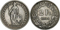 Schweiz 2 Francs Bern, Silber, SS+, KM:21 -