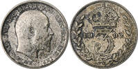 Großbritannien 3 Pence Edward VII, Silber, VZ+, KM:797.1 -
