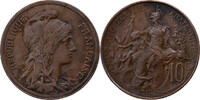 Frankreich 10 Centimes Dupuis, Paris, Bronze, SS, Gadoury:277 -