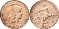 Frankreich 5 Centimes Dupuis, Paris, Bronze, SS+, Gadoury:165, KM:842 -