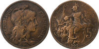 Frankreich 5 Centimes Dupuis, Paris, Bronze, SS, Gadoury:165, KM:842 -