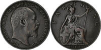 Großbritannien Farthing Edward VII, Bronze, SS, KM:792 -