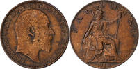 Großbritannien Farthing Edward VII, Bronze, SS, KM:792 -