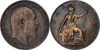 Großbritannien Farthing Edward VII, Bronze, SS, KM:792 -