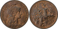 Frankreich 5 Centimes Dupuis, Paris, Bronze, SS+, Gadoury:165, KM:842 -