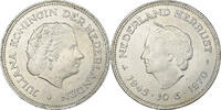 Niederlande 10 Gulden Juliana, Silber, VZ, KM:195 -