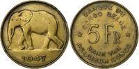 Belgisch-Kongo 5 Francs Régence Prince Charles, Messing, SS+, KM:29 -
