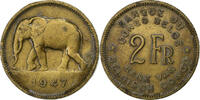 Belgisch-Kongo 2 Francs Régence Prince Charles, Messing, SS+, KM:28 -