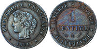 Frankreich Centime Cérès, Paris, Bronze, SS, Gadoury:88, KM:826.1 -