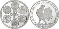 Frankreich Medaille Coq, Fin du Cours Légal du Franc, Silber, PP, STGL -