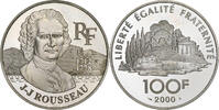 Frankreich 100 Francs Jean Jacques Rousseau, Paris, Silber, UNZ, KM:1980 -