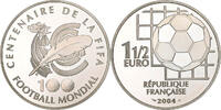 Frankreich 1-1/2 Euro Centenaire De La FIFA, Paris, Silber, UNZ -