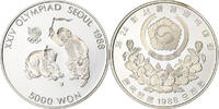 South Korea 5000 Won XXIV OLYMPIAD SEOUL 1988, Seoul, Silber, UNZ, KM:71 -