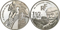 Frankreich 1-1/2 Euro Pierre de Coubertin, Paris, Silber, UNZ, KM:1361 -