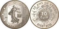 Frankreich 10 Euro 10 ans de l'euro, Paris, Silber, UNZ, KM:1889 -