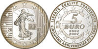 Frankreich 5 Euro 5e Anniversaire de l'Euro, Paris, Silber, UNZ, KM:1523 -