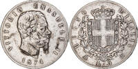 Italien 5 Lire Vittorio Emanuele II, Milan, Silber, S+, KM:8.3 -