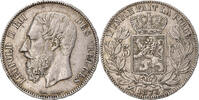 Belgien 5 Francs, 5 Frank Leopold II, Silber, SS, KM:24 -