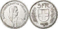 Schweiz 5 Francs Bern, Silber, SS, KM:40 -