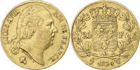 Frankreich 20 Francs Louis XVIII, Lille, Gold, SS, Gadoury:1028 -