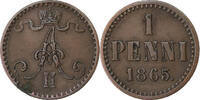 Penni 1865 Finnland Alexander II, Kupfer, SS, KM:1.1 SS