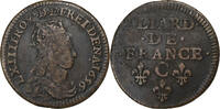 Frankreich Liard Louis XIV, Liard de France au buste juvénile, deuxième -