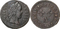 Frankreich Denier Tournois Louis XIV, Denier tournois de Navarre, Paris -