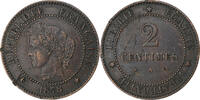 Frankreich 2 Centimes Cérès, Paris, Bronze, SS+, Gadoury:105, KM:827.1 -