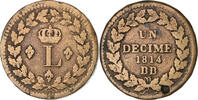 Frankreich Decime Louis XVIII, Strasbourg, Bronze, S+, Gadoury:196a -