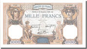 Frankreich 500 Francs Geldschein, 1 000 F 1927-1940 ''Cérès et Mercure'' -