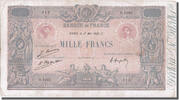 Frankreich 1000 Francs Geldschein, 1 000 F 1889-1926 ''Bleu et Rose'' -