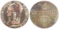 Frankreich 5 Centimes Münze, Dupré, Paris, SS, Bronze, Gadoury:124 -