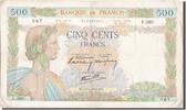 Frankreich 500 Francs Geldschein, 500 F 1940-1944 ''La Paix'' -