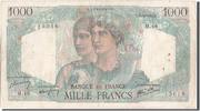 Frankreich 1000 Francs Geldschein, 1 000 F 1945-1950 ''Minerve et Hercule'' -