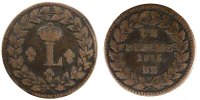 Frankreich Decime Münze, Louis XVIII, Strasbourg, S, Bronze -