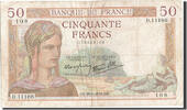 Frankreich 50 Francs Geldschein, 50 F 1934-1940 ''Cérès'', 1939-09-28 -