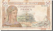 Frankreich 50 Francs Geldschein, 50 F 1934-1940 ''Cérès'', 1939-11-09 -