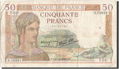 Frankreich 50 Francs Geldschein, 50 F 1934-1940 ''Cérès'', 1939-12-21 -