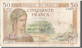 Frankreich 50 Francs Geldschein, 50 F 1934-1940 ''Cérès'', 1938-10-27 -