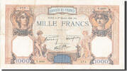 Frankreich 1000 Francs Geldschein, 1 000 F 1927-1940 ''Cérès et Mercure'' -