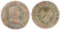Frankreich Double Tournois Münze, Louis XIII, Double tournois, buste enfantin, Double -