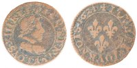 Frankreich Double Tournois Münze, Louis XIII, Double tournois, buste juvénile, Double -