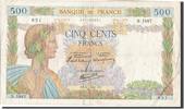 Frankreich 500 Francs Geldschein, 500 F 1940-1944 ''La Paix'' -