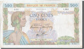 Frankreich 500 Francs Geldschein, 500 F 1940-1944 ''La Paix'' -