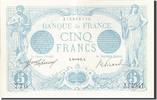 Frankreich 5 Francs Geldschein, 5 F 1912-1917 ''Bleu'', 1916-11-16, VZ+ -