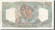 Frankreich 1000 Francs Geldschein, 1 000 F 1945-1950 ''Minerve et Hercule'' -