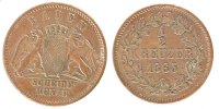 Deutsch Staaten 1/2 Kreuzer Münze, BADEN, Friedrich I, VZ, Kupfer -